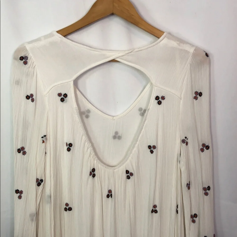Free People Embroidered Oxford Swing Cut Out Mini Dress Size L - Picture 9 of 11